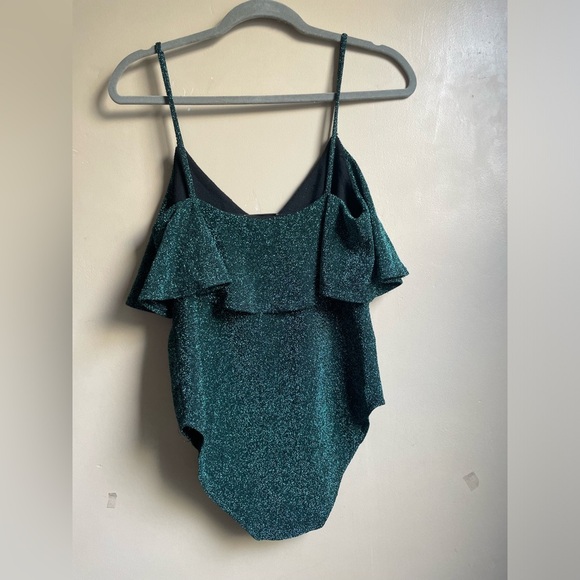 ZARA Sparkle Bodysuit size L ruffle top tank - Picture 3 of 6